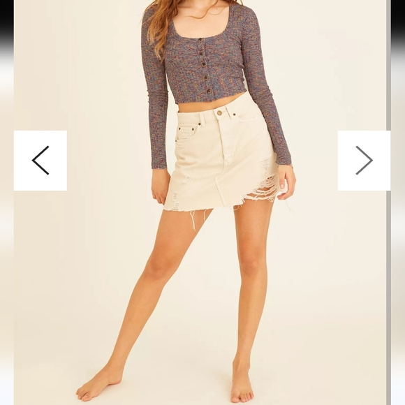 Urban Outfitters Ashton Cropped Multi-Color Cardigan Top Medium - Picture 9 of 9